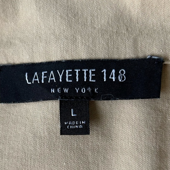 Lafayette Khaki Sleeveless Shift Dress Stretch Cotton Excellent Size L - Picture 4 of 6